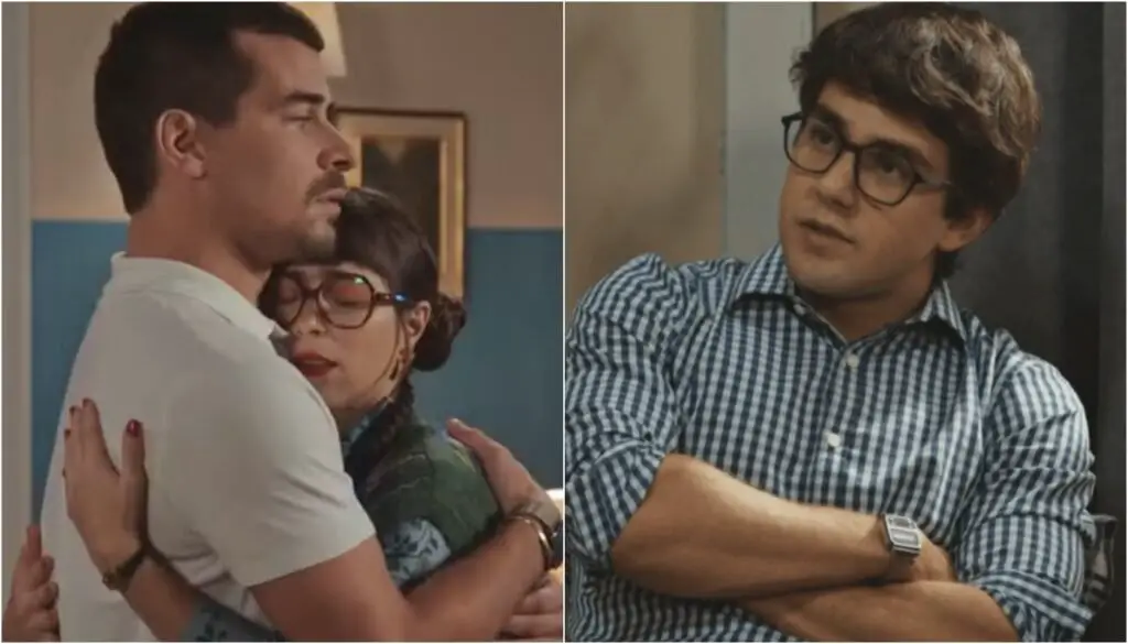 Júpiter (Thiago Martins), Guto (Daniel Rangel) e Lupita (Daphne Bosaski) em "Família é Tudo" (Crédito: Reprodução/Globoplay)