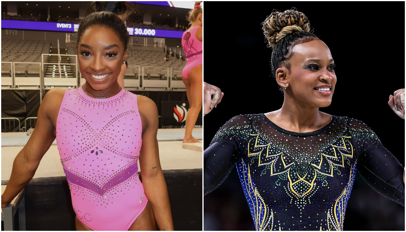 Simone Biles e Rebeca Andrade (Crédito: Reprodução/Instagram @simonebiles | Miriam Jeske/COB)