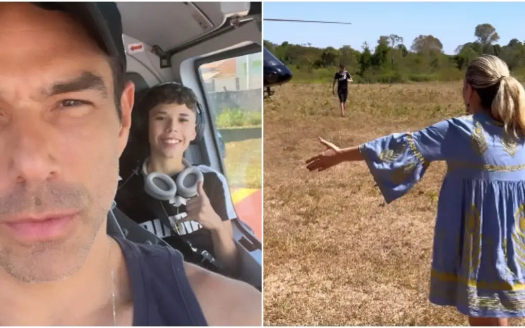 Marcus Buaiz leva filhos de helicóptero até Wanessa Camargo em fazenda da família da ex: fotos