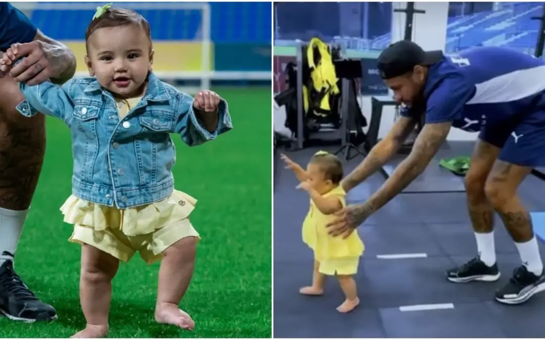 Mavie visita Neymar em centro de treinamento: já está andando aos 9 meses