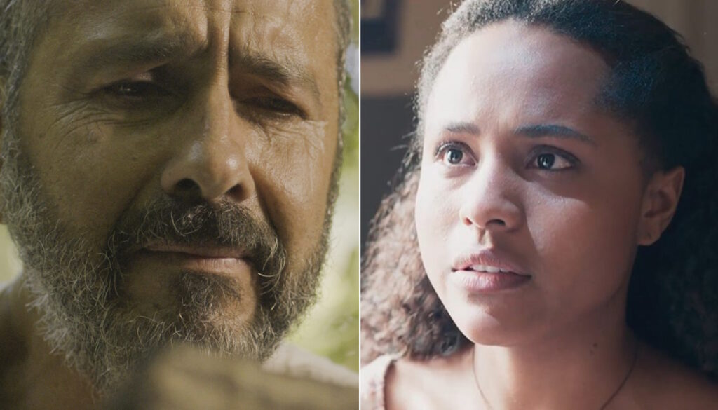 José Inocêncio (Marcos Palmeira) e Maria Santa (Duda Santos) em "Renascer" (Crédito: Divulgação/Globo)