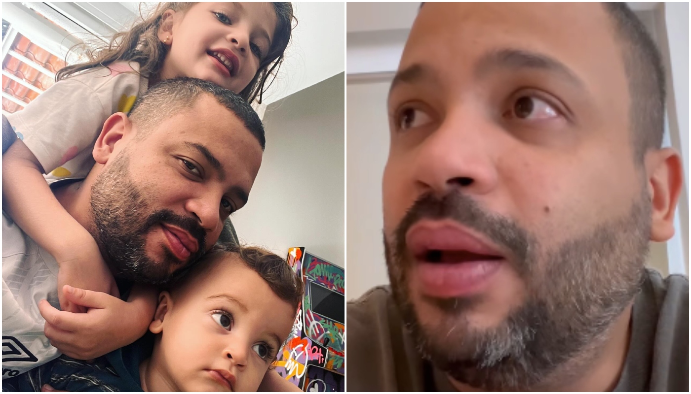 Projota com os filhos, Marieva e Otto