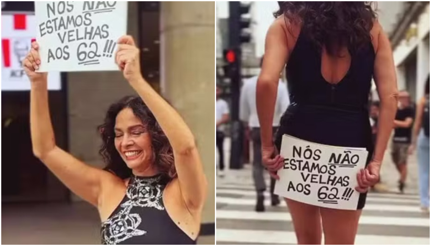 Claudia Ohana faz protesto contra etarismo: “Nós não estamos velhos”