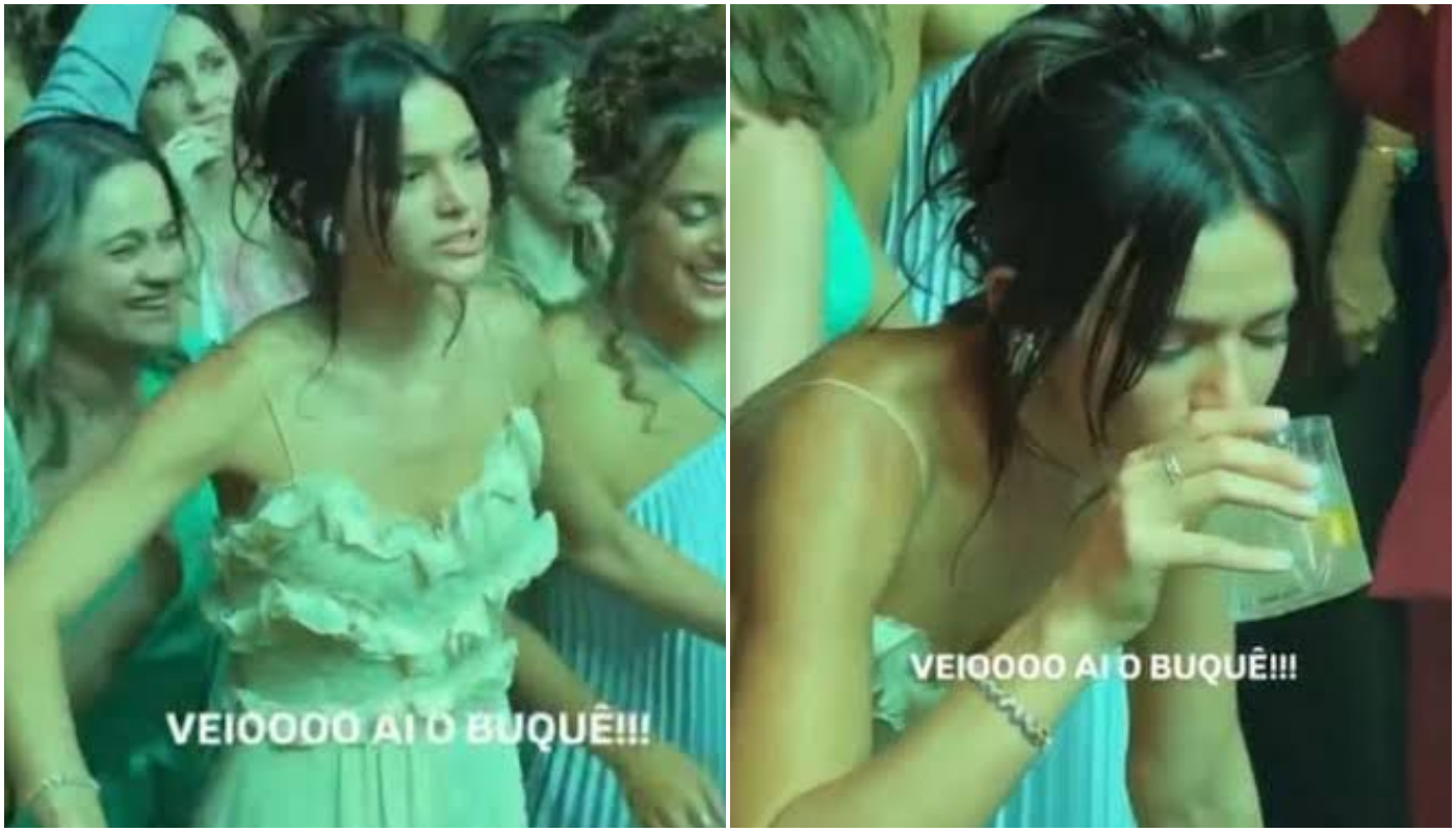 Bruna Marquezine disputa buquê em casamento de Giovanna Lancellotti e vira meme nas redes sociais