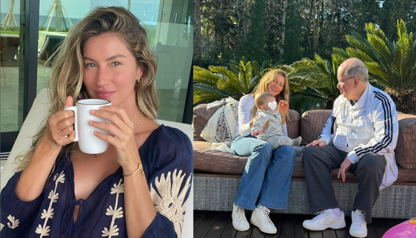 Gisele Bündchen com filho caçula e seu pai. (Créditos: Reprodução / @gisele)