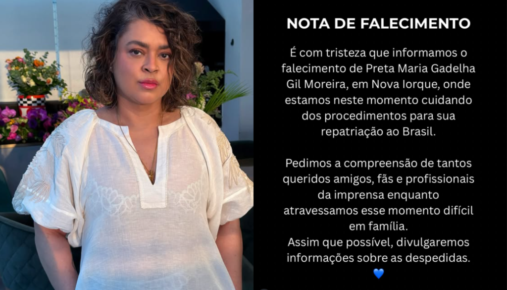Preta Gil morre aos 50 anos. (Crédito: Reprodução / @pretagil / @gilbertogil)