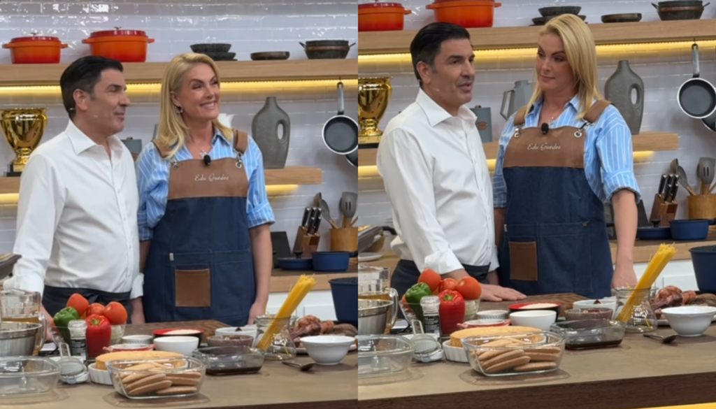Ana Hickmann e Edu Guedes no programa "Fica com a Gente". (Créditos: Reprodução / @ficacomagentetv)