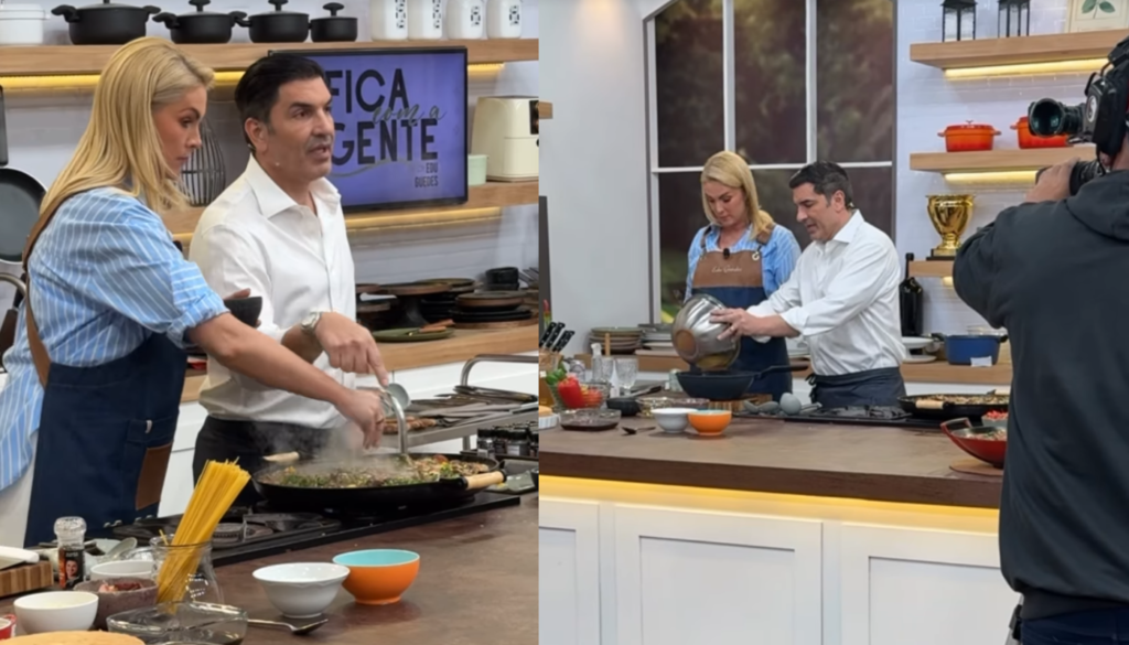 Ana Hickmann e Edu Guedes no programa "Fica com a Gente". (Créditos: Reprodução / @ficacomagentetv)