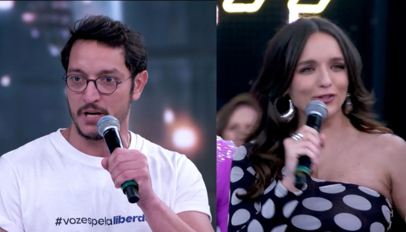 Rafa Kalimann e ex Allan Souza Lima se reencontram no “Domingão” e web reage: “Sem noção”