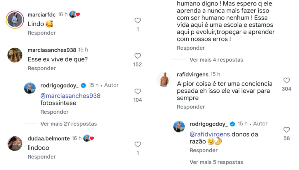 Rodrigo Godoy rebate comentários de internautas