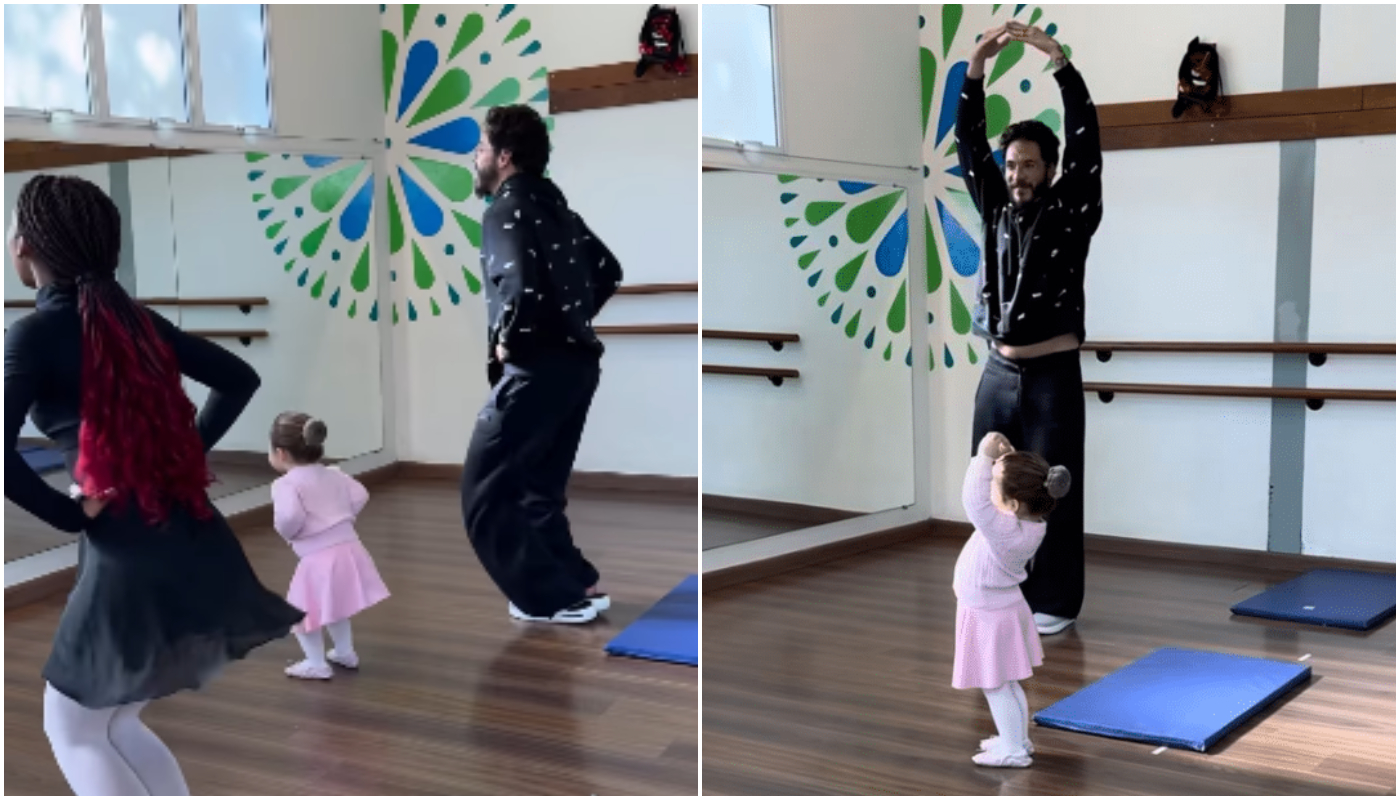 Eliezer faz balé com a filha, Lua, em setembro de 2025.
