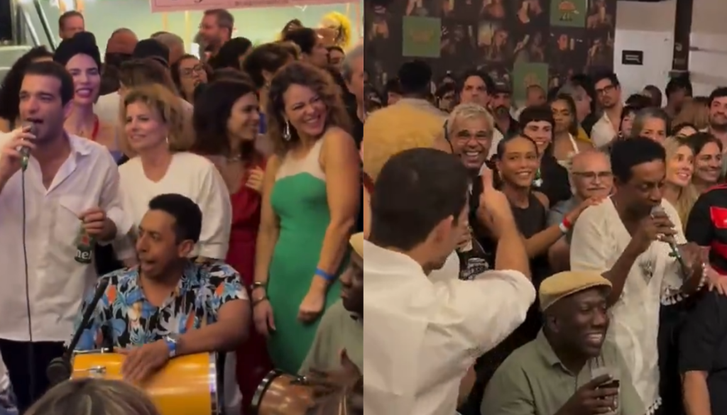 Elenco de "Vale Tudo" em roda de samba. (Créditos: Reprodução / @maria_noveleira / @paollaitgirl)