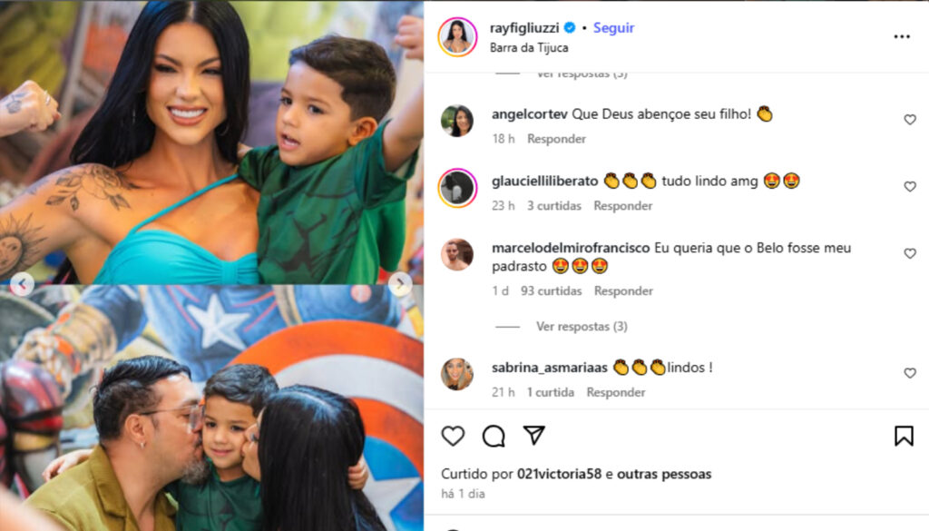 Belo na festa de 4 anos do filho de Rayane Figliuzzi. Imagens publicadas em 31 de agosto de 2025