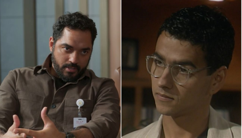 Thomás Aquino e Marcos Palmeira como Mário Sérgio. (Créditos: Reprodução / Globoplay)