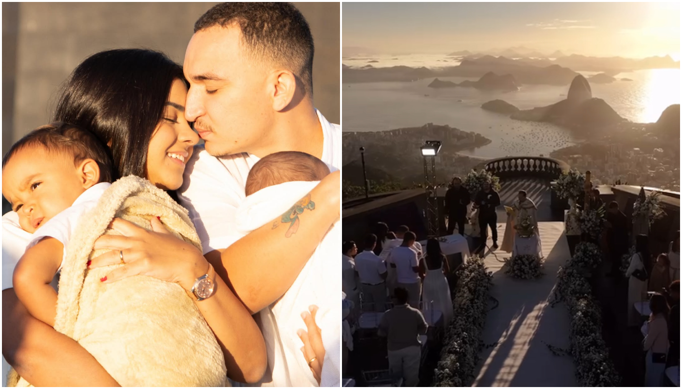 João Gomes e Ary Mirelle batizam filhos e renovam votos aos pés do Cristo Redentor