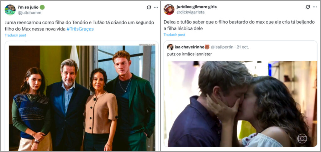 Internautas lembraram de outros personagens dos atores de "Três Graças".