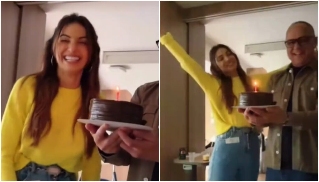 Felipe Poeta e Amauri Soares cantam parabéns para a apresentadora Patrícia Poeta, que fez 49 anos