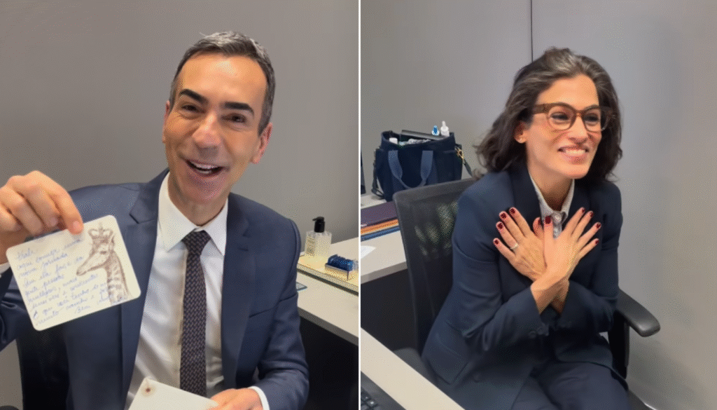 César Tralli e Renata Vasconcellos. (Créditos: Reprodução / Instagram @cesartralli)