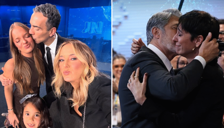 César Tralli, William Bonner e familiares. (Créditos: Instagram @cesartralli @jornalnacional)