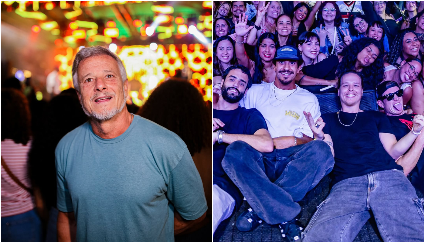 Marcello Novaes prestigia show dos filhos na banda Fuze