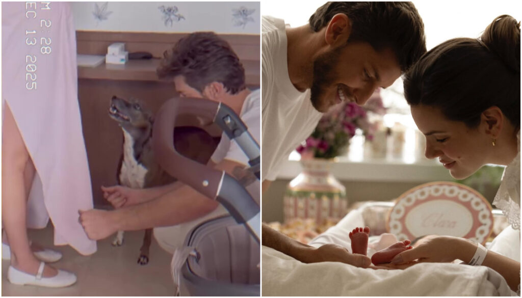 Camila Queiroz Klebber Toledo com a filha em casa