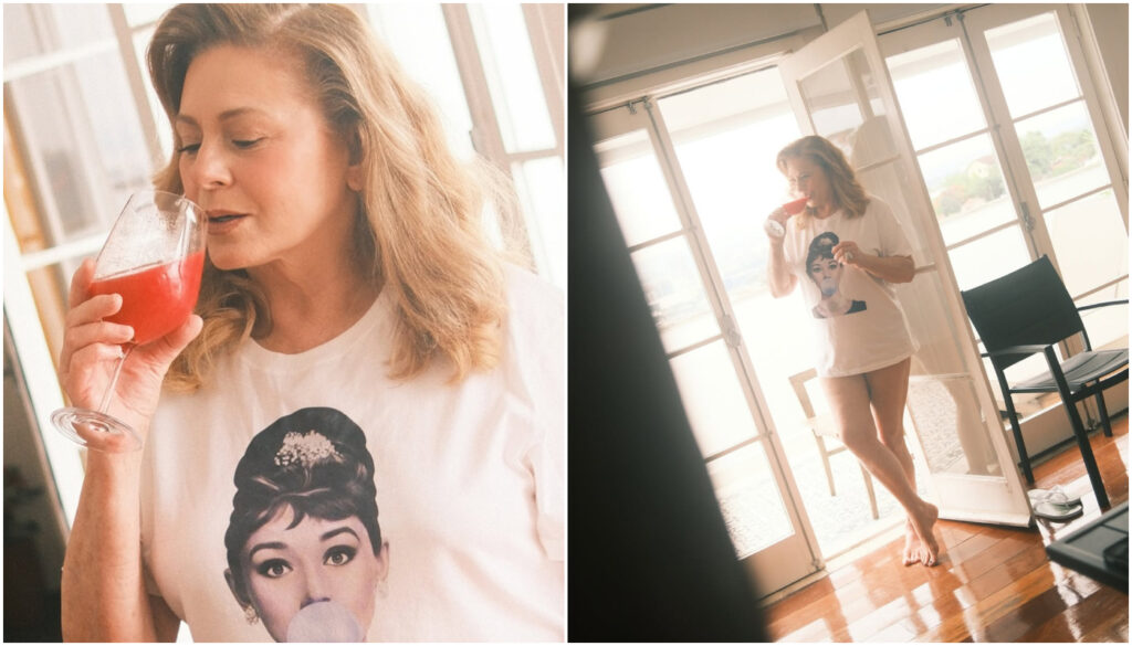 Vera Fischer posa só de camiseta