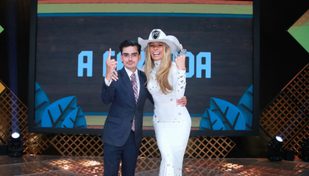 Dudu Camargo e Adriane Galisteu. (Créditos: Reprodução / X @afazendarecord)