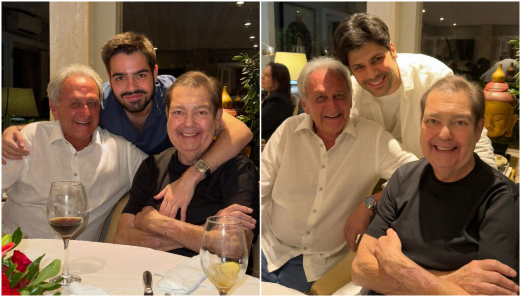 Apresentador Faustão posou ao lado de João Silva e o médico Arnaldo Cividanes