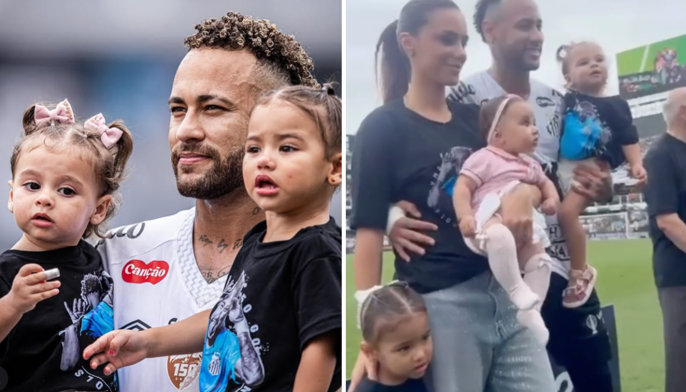 Neymar, Bruna Biancardi e as filhas do jogador.