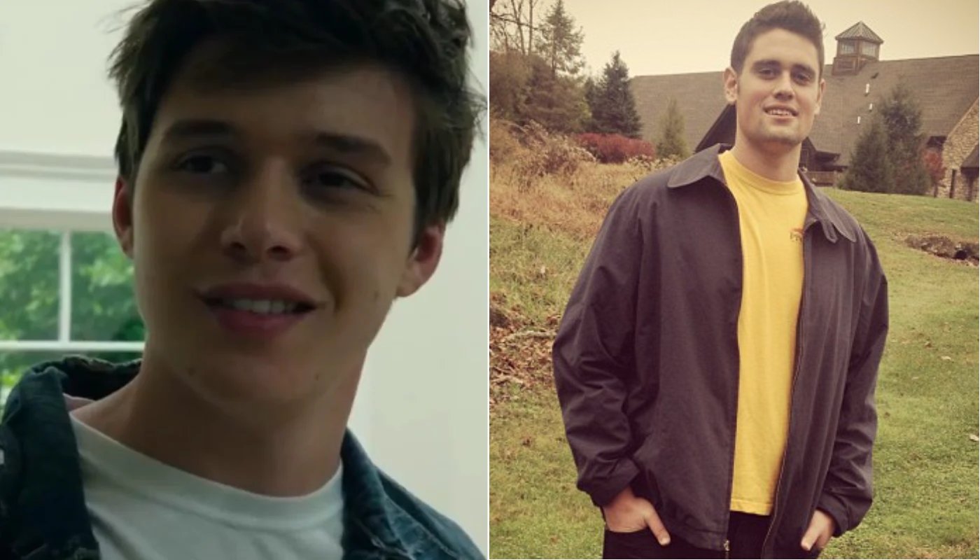 Foto do filme "Being Charlie" à esquerda; Nick Reiner em foto de 2012 à direita