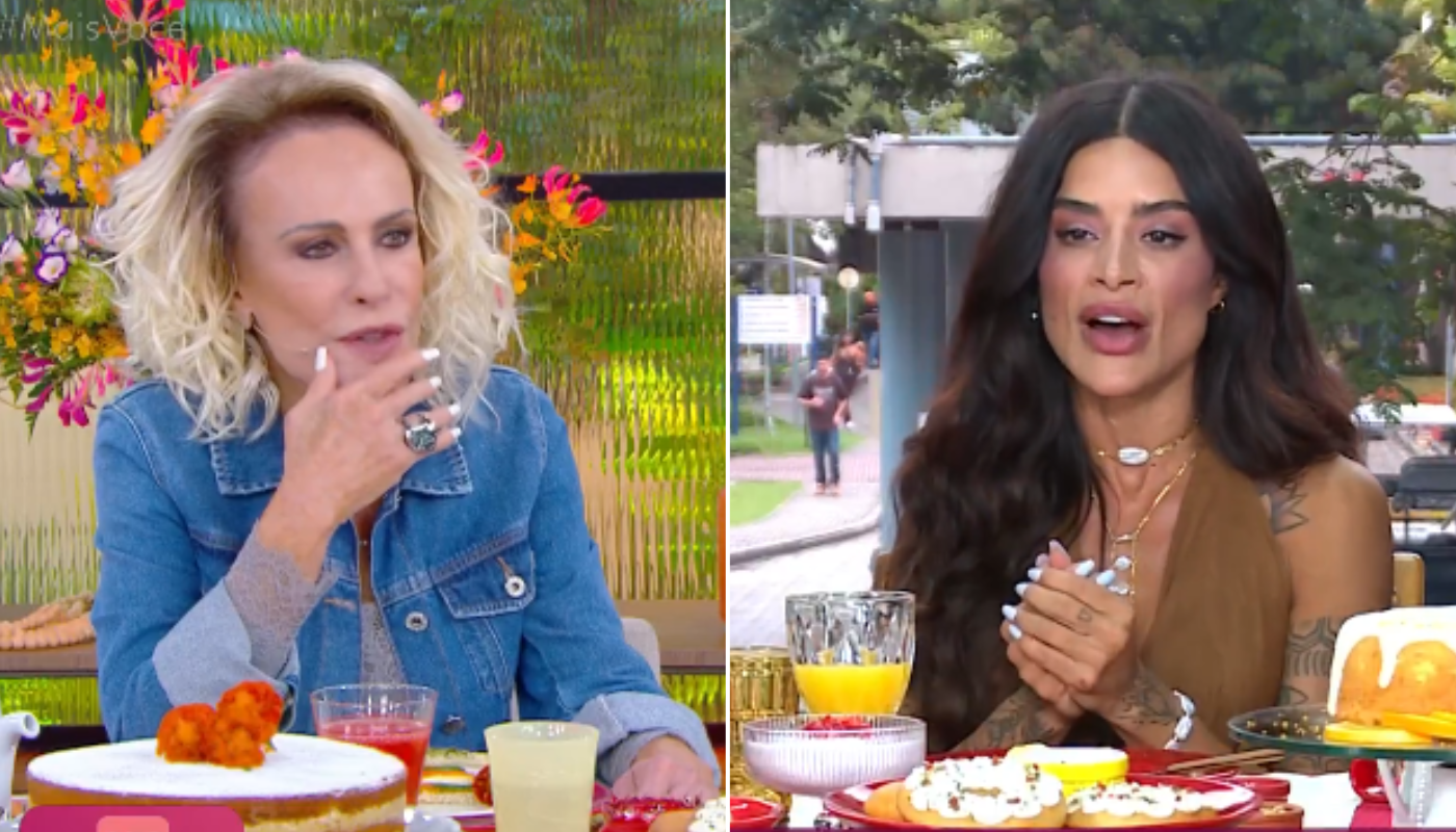 Ana Maria Braga recebe Aline Campos. (Créditos: Reprodução / X @tvglobo)