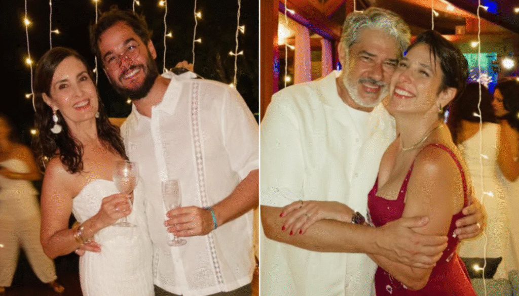 Fátima Bernardes e William Bonner com seus atuais parceiros. (Créditos: Reprodução / @natashadantasb / @fatimabernardes)