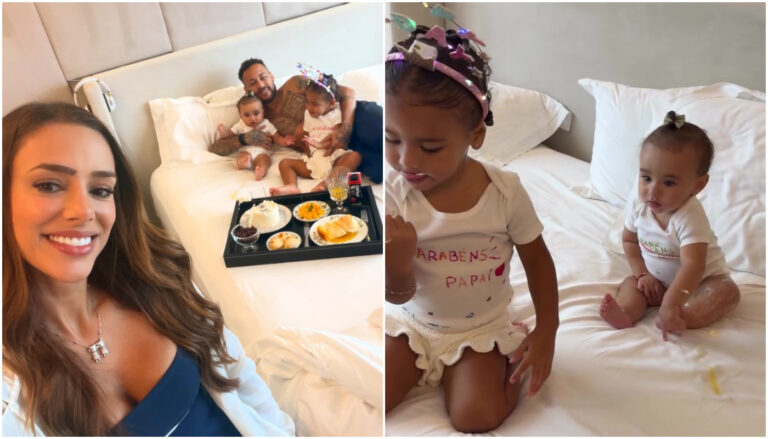 Biancardi mostra filhas “destruindo” surpresa de aniversário para Neymar