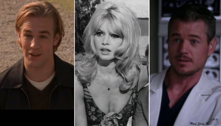 James Van Der Beek, Brigitte Bardot e Eric Dane. (Crédito: Reprodução / IMDb)