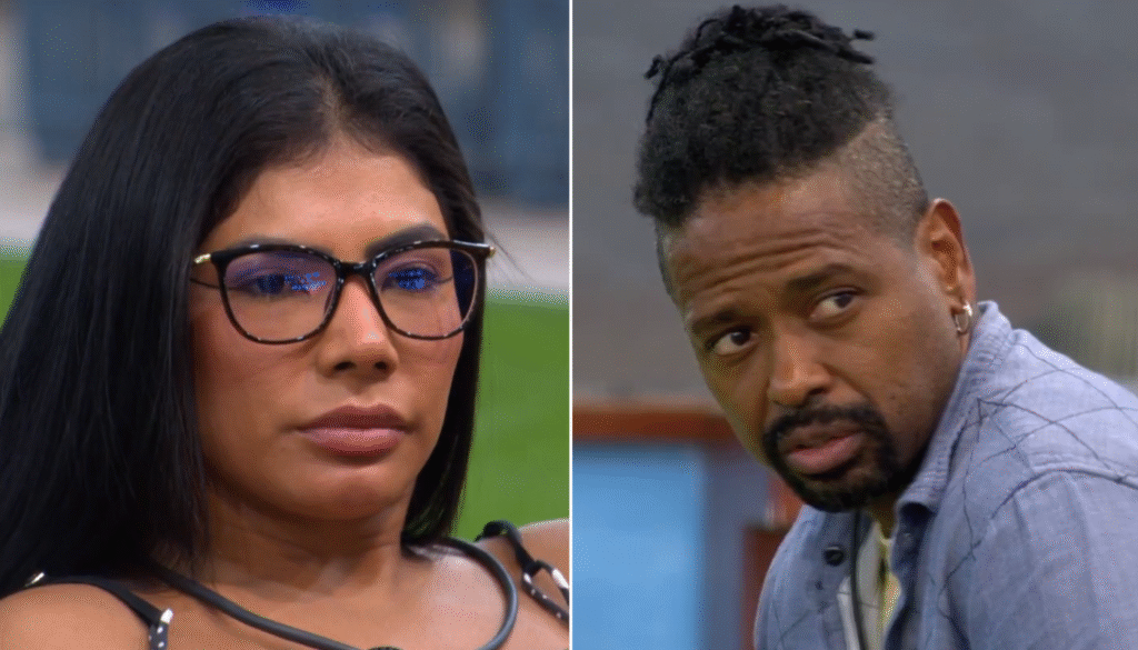 Marciele e Leandro Boneco do BBB26. (Crédito: Reprodução / Globoplay)