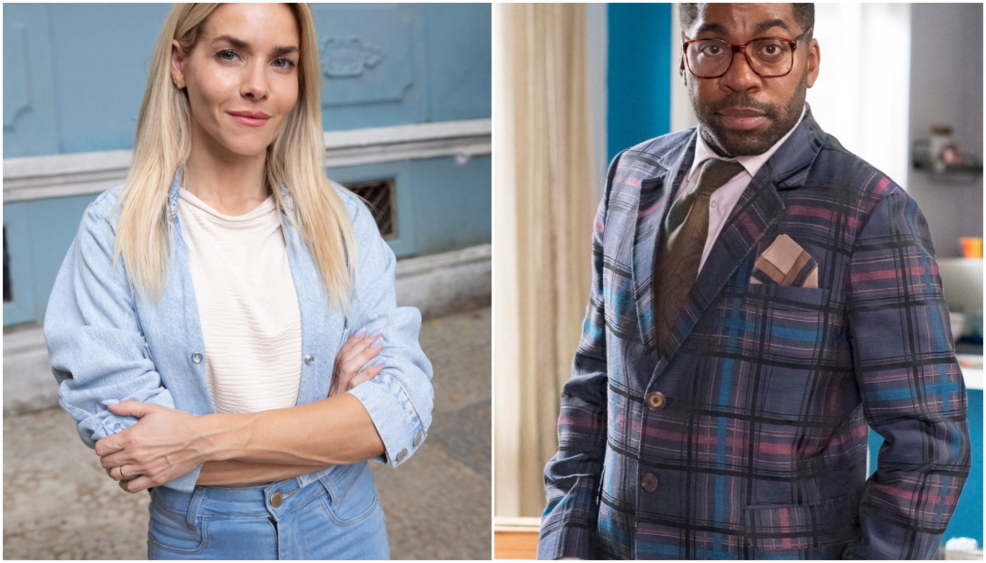 Érica (Monique Alfradique) e Mário Fofoca (Lázaro Ramos)