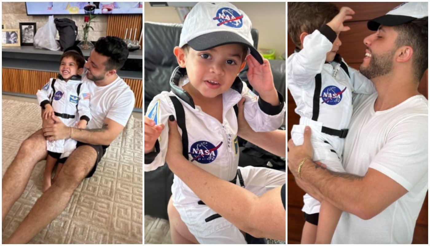 Filho de Marília Mendonça e Murilo Huff encantou ao surgir de astronauta