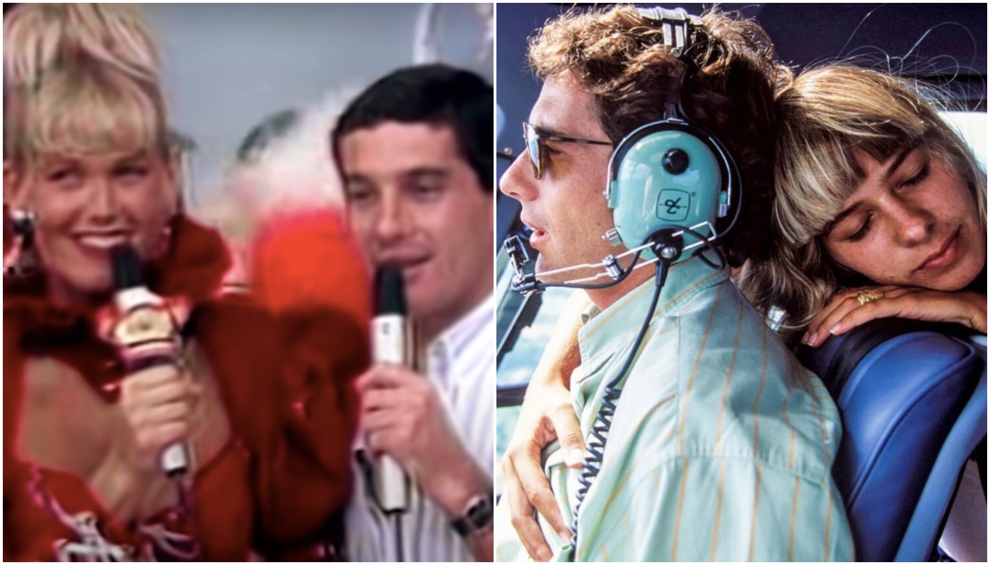 Xuxa com Senna (à esquerda) e Galisteu com o piloto (à direita)