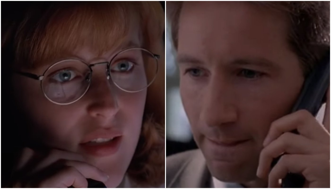 Scully e Mulder (Gillian Anderson e David Duchovny) em 