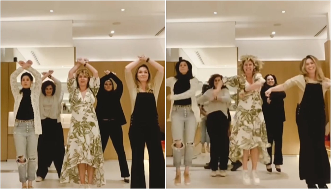 Bárbara Borges dança com ex-Paquitas em shopping