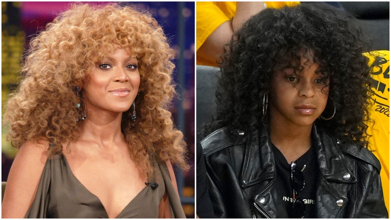 Beyonce em 2002 e Blue Ivy em 2022