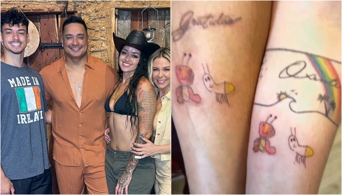 Carla Perez e Xanddy fazem tatuagem para homenagear os filhos: 