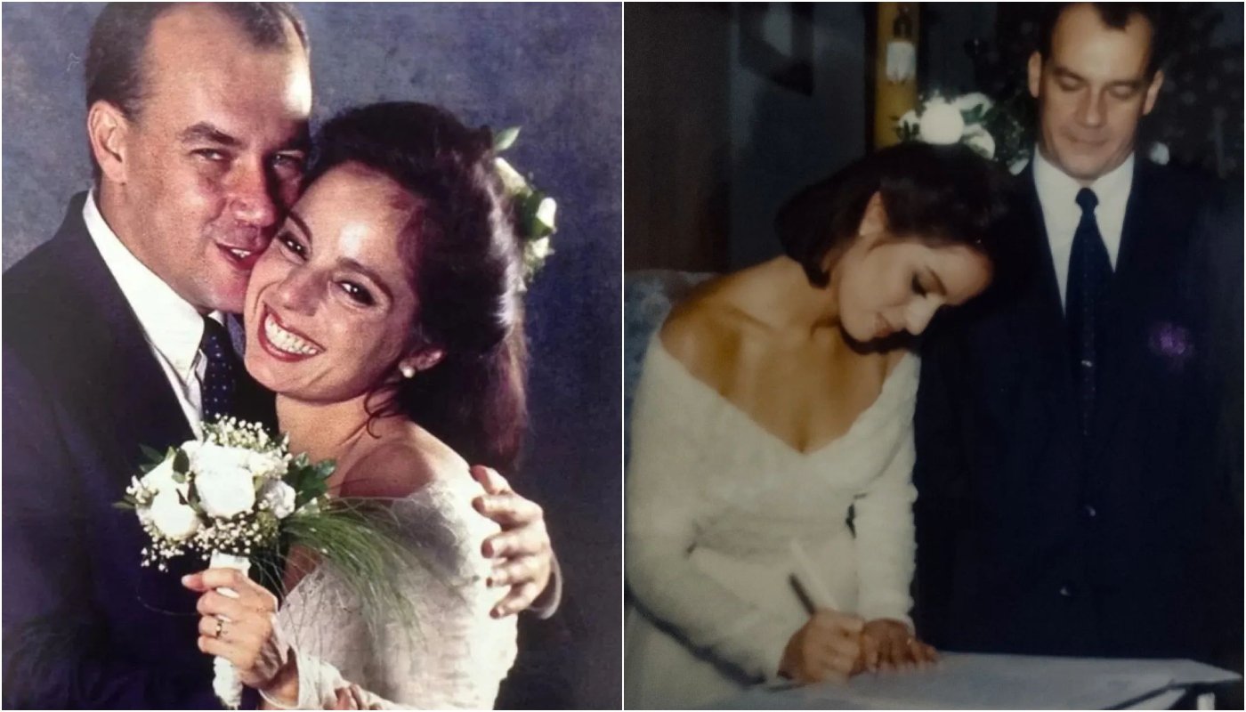 Claudia Mauro em fotos do casamento com marido