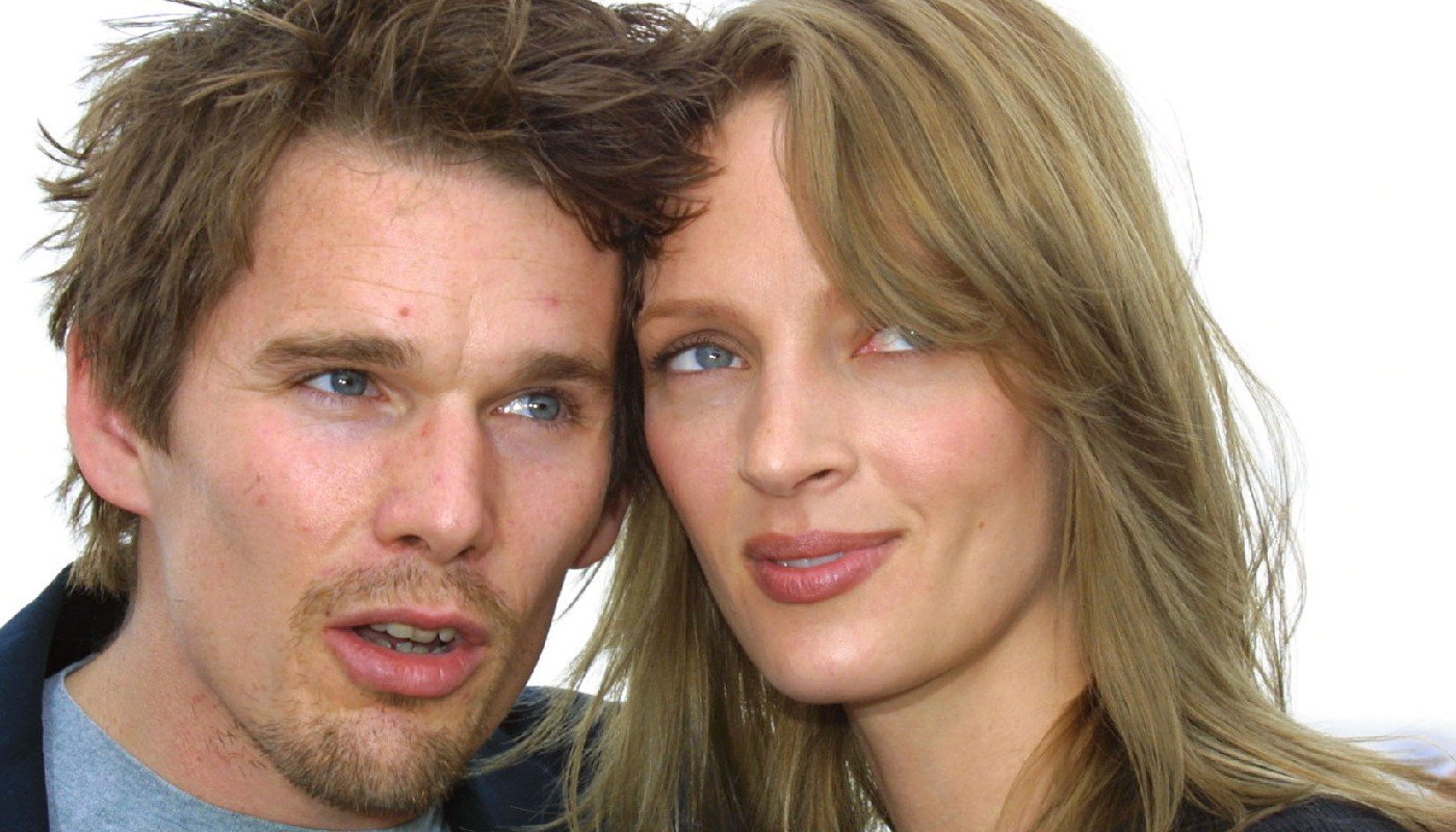 Ethan Hawke e Uma Thurman no festival de Cannes em 2001. Os atores ficaram juntos de 1998 a 2003