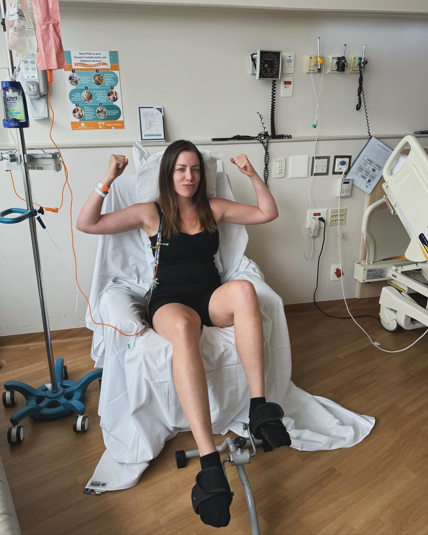 Fabiana Justus no hospital após diagnóstico de leucemia mielóide aguda