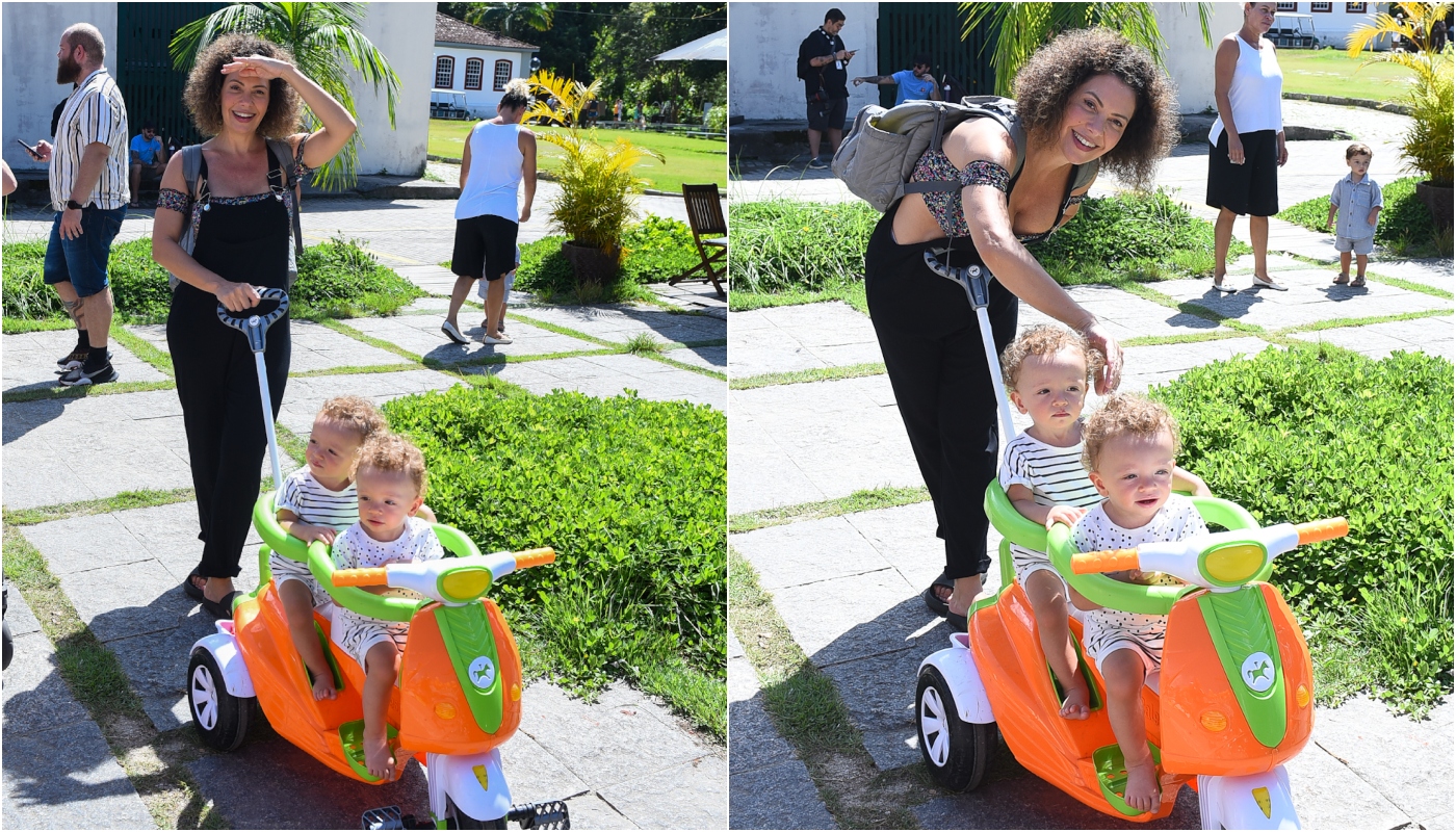 Fabiula Nascimento com os filhos gêmeos