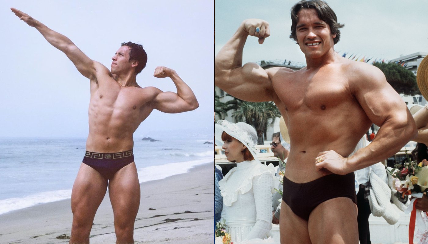 Joseph Baena à esquerda e Arnold Schwarzenegger à direita