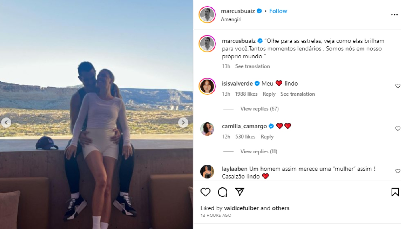 Comentários na publicação de Isis Valverde e Marcus Buaiz