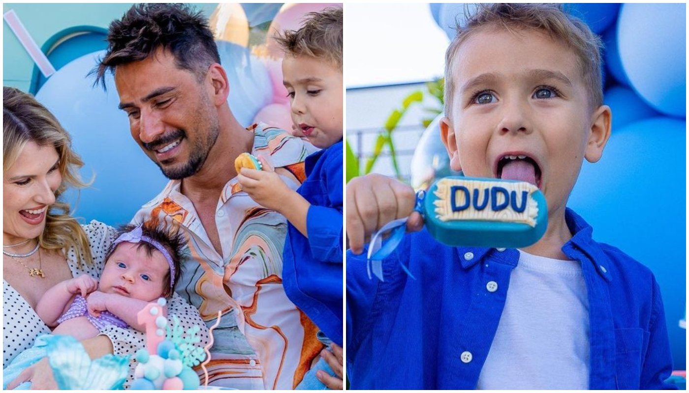 Julio Rocha faz festa dupla para os filhos: Eduardo tem 3 anos, mas foi seu 1º aniversário