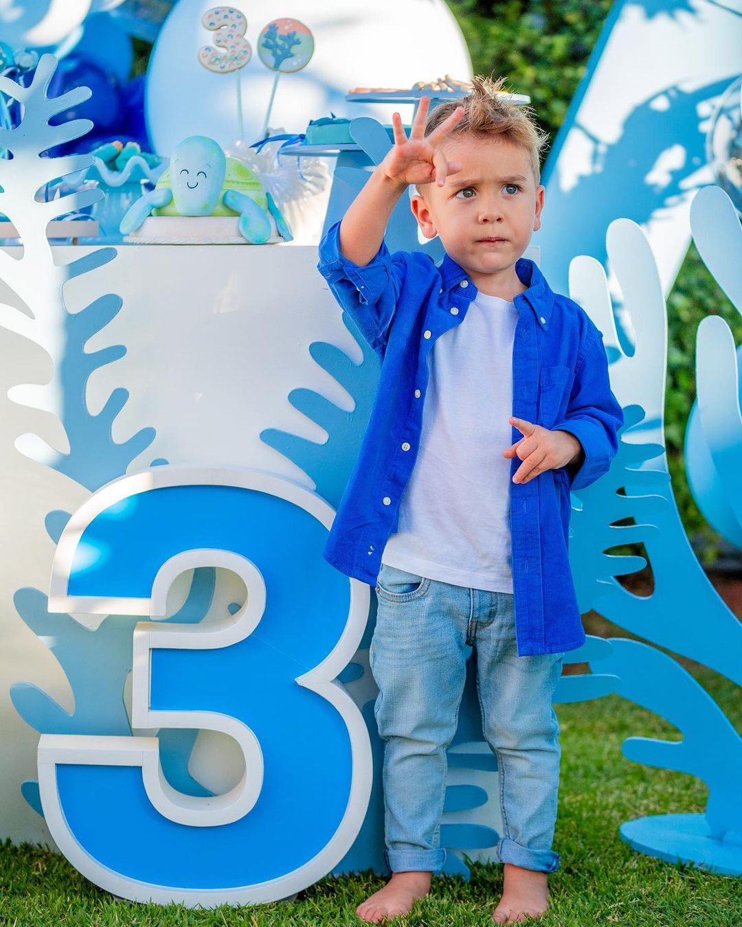 Julio Rocha fez festa dupla para os filhos